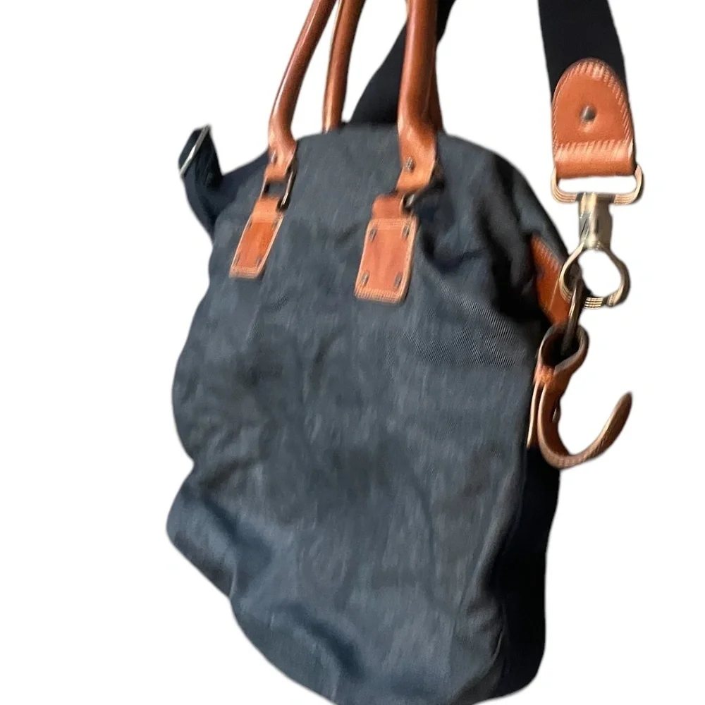 Armani Exchange Distressed leather-trimmed Denim Tote Bag‎